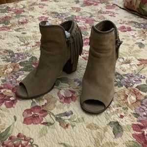 Suede Peak a boo bootie